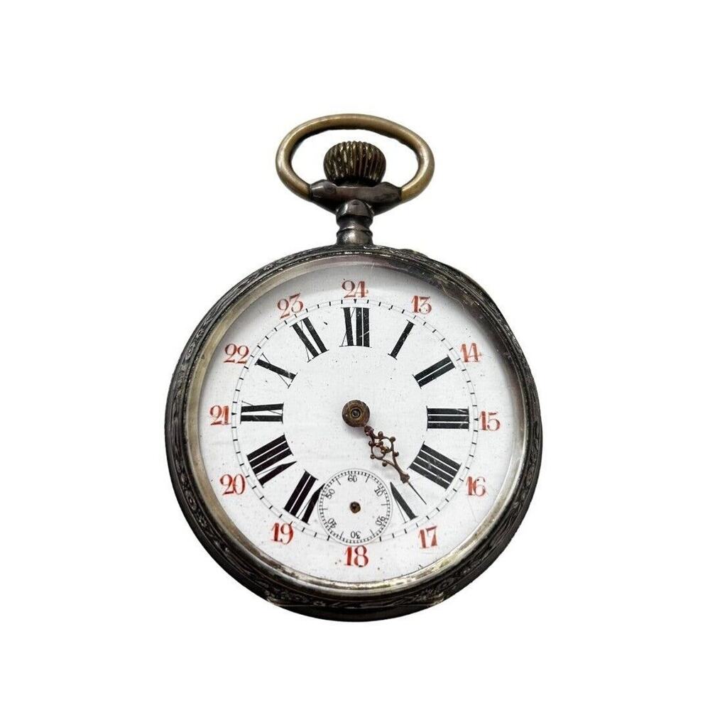 Ancre Ligne Droite Silver Pocket Watch Precision Straight Line Lever Engraved 2"